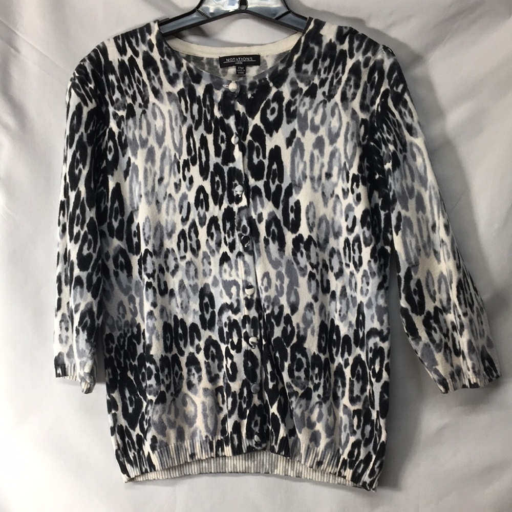 Notations Women’s Cheetah Print Cardigan Size MP Like-NEW